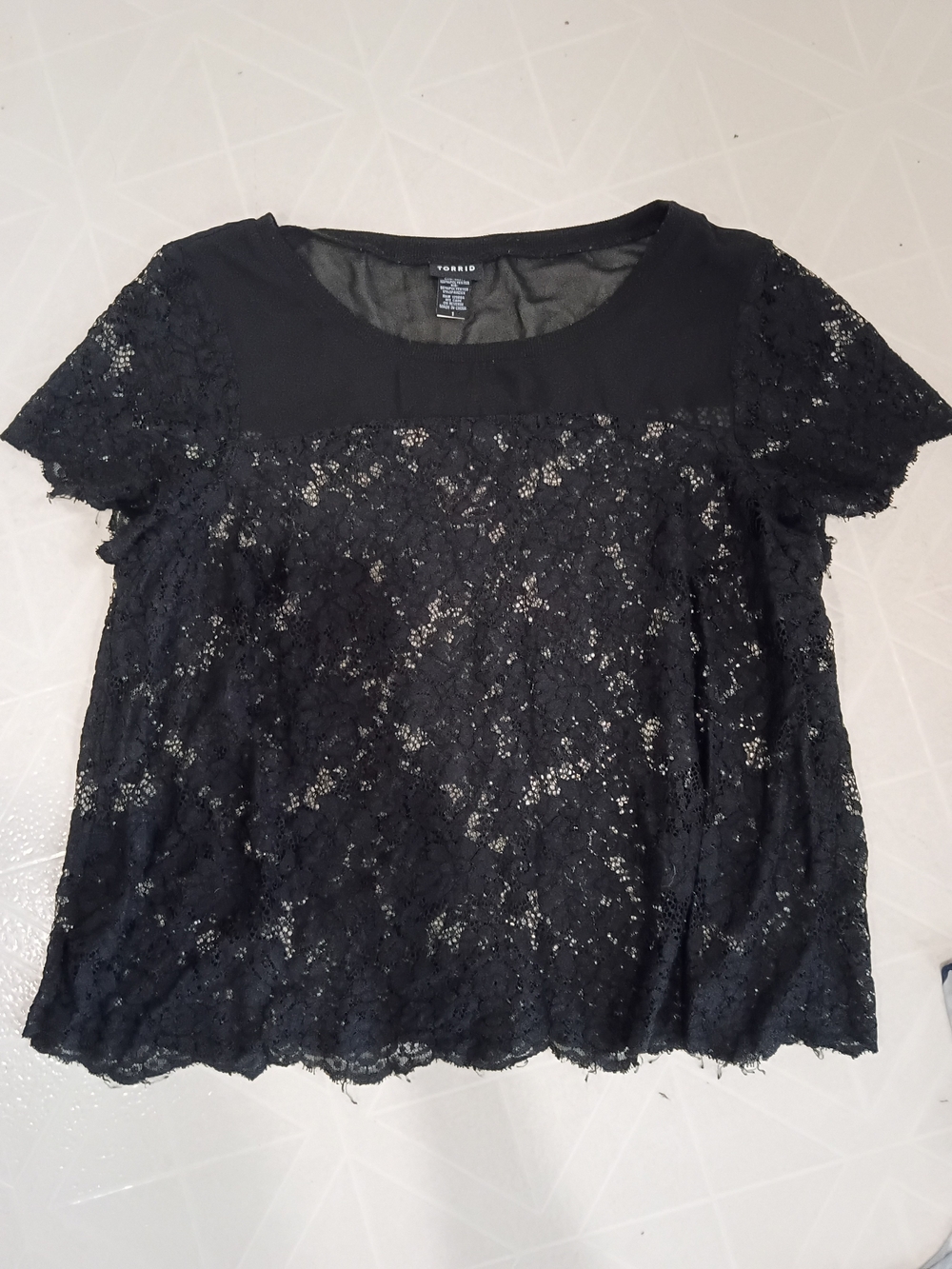 torrid Black Lace Short Sleeve Blouse